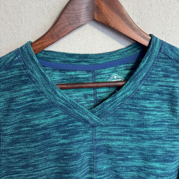 St. John’s Bay Fleece Pullover Size S Teal Blue Green VNeck Soft Long Sleeve Top - Picture 3 of 9